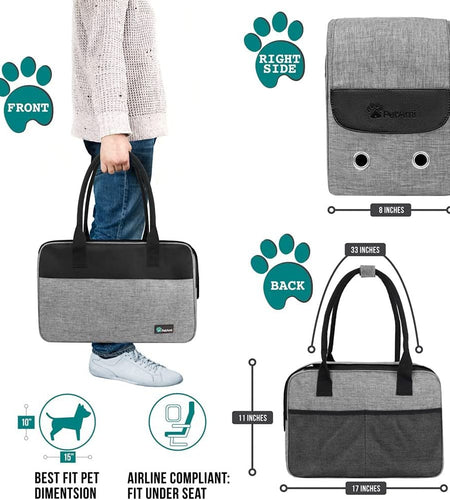 Airline Approved Dog Purse Carrier | Soft - Sided Pet Carrier for Small Dog, Cat, Puppy, Kitten | Portable Stylish Pet Travel Handbag | Ventilated Breathable Mesh, Sherpa Bed - Nates great stuffNates great stuff