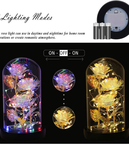 Birthday Gifts Galaxy Artificial Rose, Flowers Beauty and the Beast Rose Gold Foil Rose Enchanted Colorful Infinity Rose, Rose Flowers Gifts for Home Decor Unique Gifts for Women - Nates great stuffNates great stuff