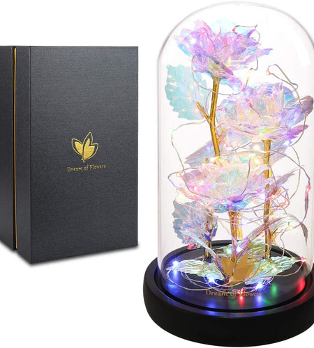 Birthday Gifts Galaxy Artificial Rose, Flowers Beauty and the Beast Rose Gold Foil Rose Enchanted Colorful Infinity Rose, Rose Flowers Gifts for Home Decor Unique Gifts for Women - Nates great stuffNates great stuff