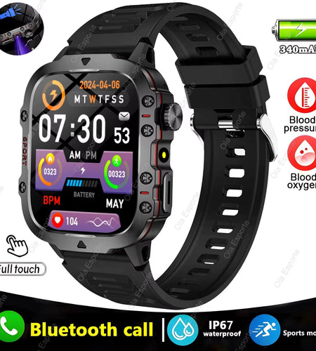 Original Men Smartwatch Flashlight Bluetooth Call Fitness Clock IP68 Waterproof Sports Men for Android IOS Smart Watch 2025 New - Nates great stuffNates great stuff