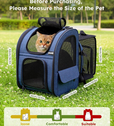 Pet Carrier Backpack, Cat Backpack Carrier, Expandable with Breathable Mesh for Small Dogs Cats, Dog Backpack Bag for Hiking Travel Camping Hold Pets up to 18 Lbs - Nates great stuffNates great stuff
