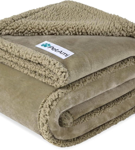 Waterproof Dog Blanket for Bed, Couch, Sofa | Waterproof Dog Bed Cover for Large Dogs, Puppies | Sherpa Fleece Pet Blanket Furniture Protector | Reversible Microfiber - Nates great stuffNates great stuff